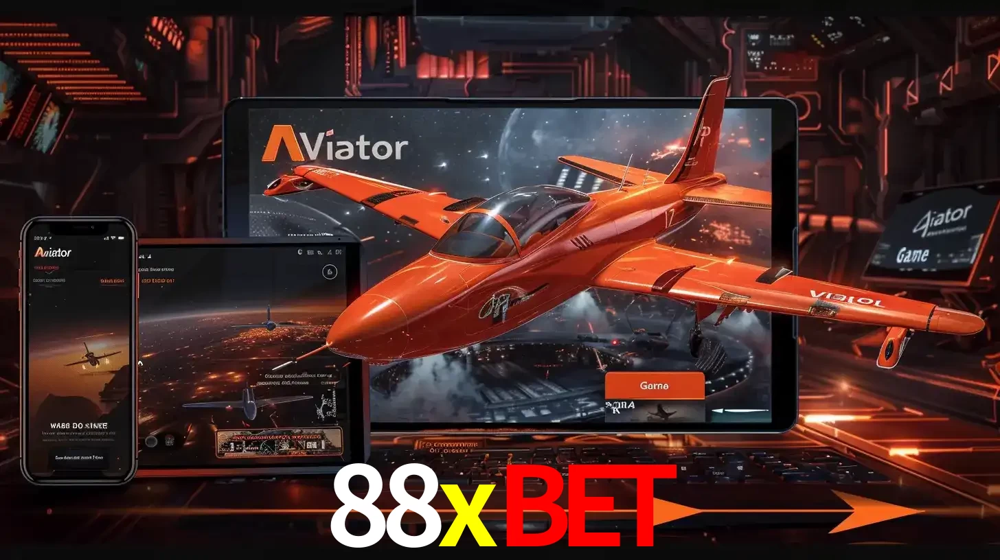 Apresentação tecnológica do jogo Aviator com um avião saindo da tela de um tablet, demonstrando a experiência imersiva em múltiplos dispositivos no 88xbet.