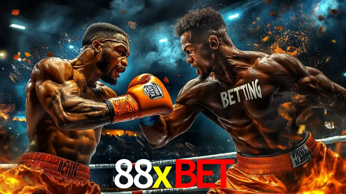 Dois boxeadores em uma luta intensa e explosiva, representando a adrenalina e as oportunidades de apostas em esportes de combate disponíveis na plataforma 88xbet.
