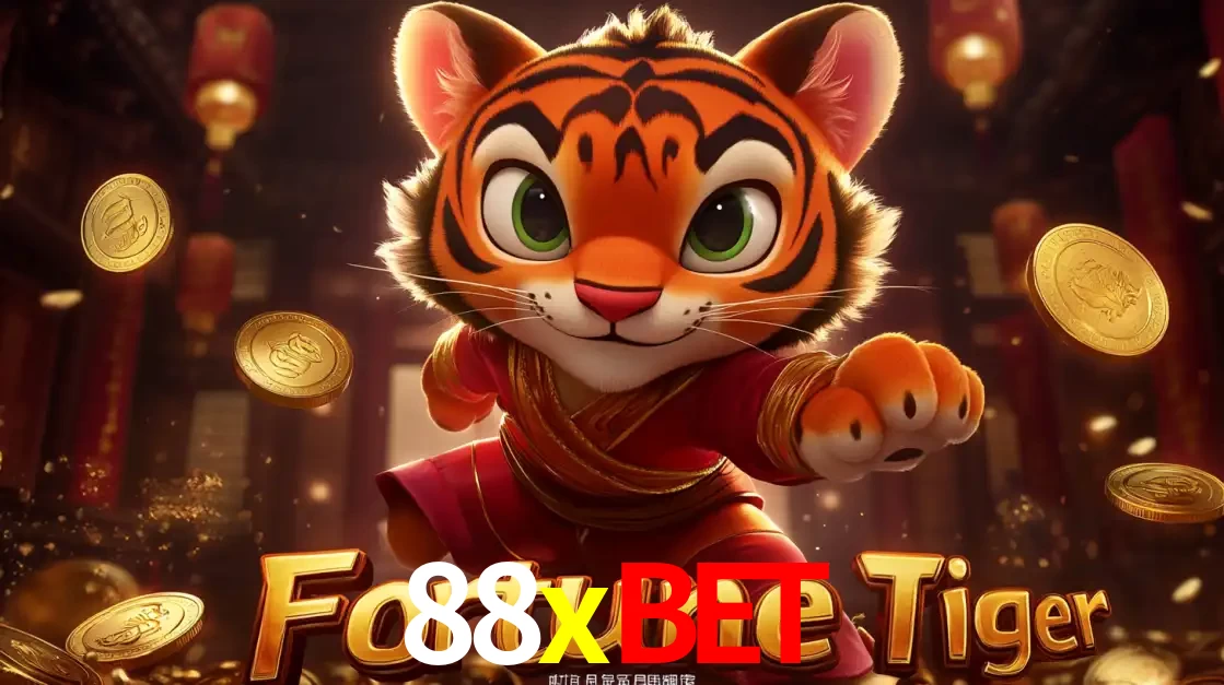 O carismático mascote do jogo de slot Fortune Tiger, um tigre fofo em pose de artes marciais, pronto para trazer sorte e multiplicadores de ganhos no cassino online 88xbet.